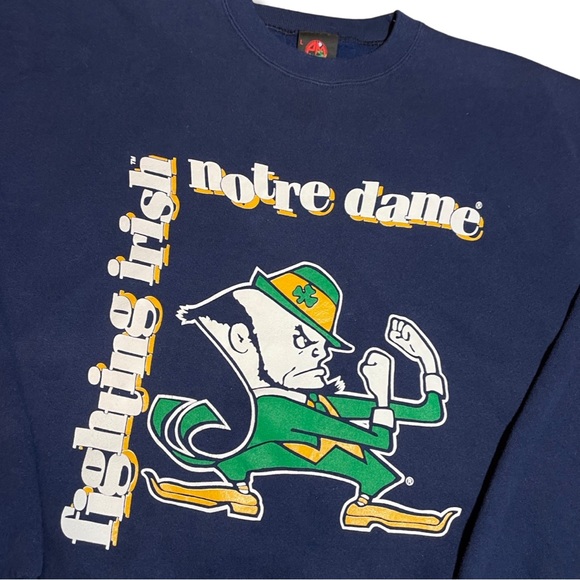 Vintage 90s Notre Dame Fighting Irish CrewNeck SweatShirt - Picture 2 of 3